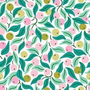 ditsy berries/mint pink