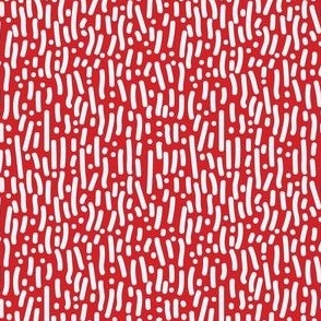 Dots and Dashes in White on Red