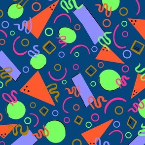 Lime and Navy 80s and 90s Inspired Geometric Pattern 