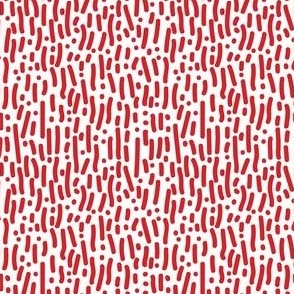 Dots and Dashes in Red on White