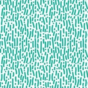 Dots and Dashes in Green on White