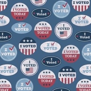(small scale) I voted - voting stickers - vintage blue distressed - LAD22