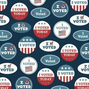 (small scale) I voted - voting stickers - vintage dark blue  - LAD22