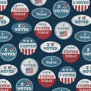 (small scale) I voted - voting stickers - vintage dark blue distressed  - LAD22