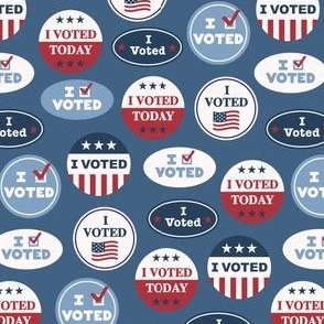 (small scale) I voted - voting stickers - vintage blue - LAD22