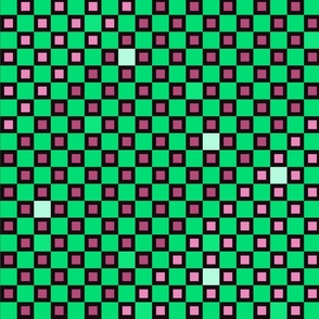 Green All in a Square Geometric Pattern 