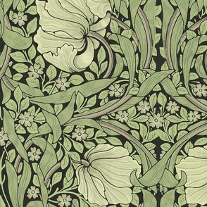 Pimpernel Floral Damask Historic William Morris Vintage Design Sage Green