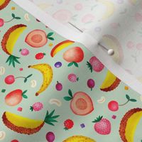 Fruity Tutti, mint green (xsmall) - delicious rainbow of tropical and summer fruits