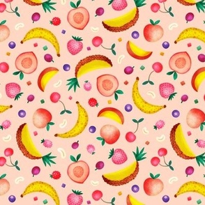 Fruity Tutti, peach (small) - delicious rainbow of tropical and summer fruits