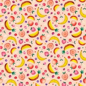 Fruity Tutti, peach (xsmall) - delicious rainbow of tropical and summer fruits