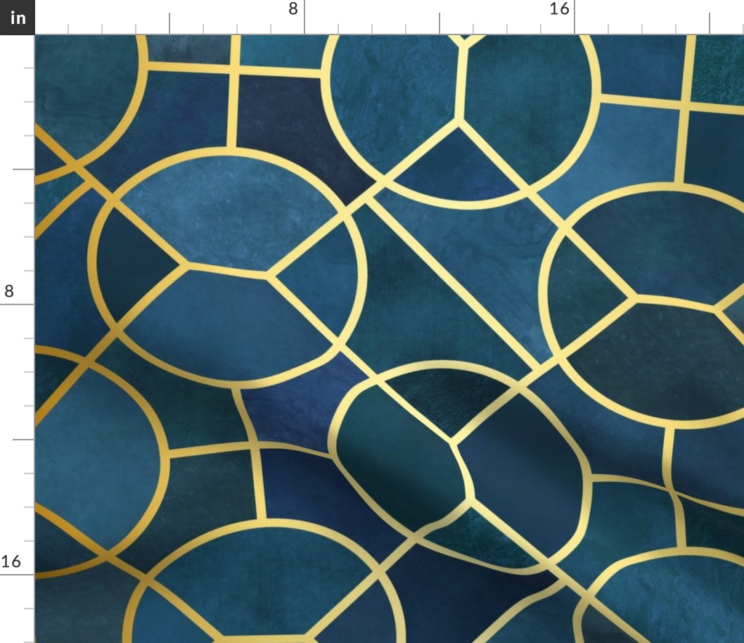 art deco wallpaper 3 - blue and gold - jumbo