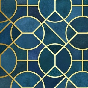 art deco wallpaper 3 - blue and gold - medium