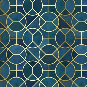 art deco wallpaper 3 - blue and gold - small