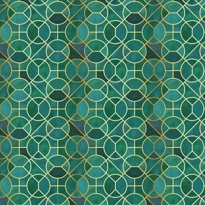 art deco 3 - teal and gold - extra small