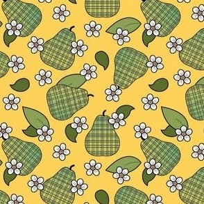 Petite Plaid Pears - Daffodil