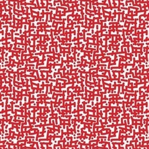 Dots and Dashes Criss Cross in Red on White