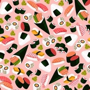 Ditsy sushi on pink