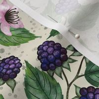 Blackberries on Branch cream background M scale