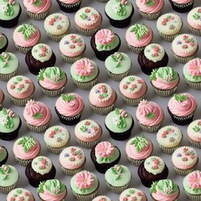 Cute Cupcakes with Mint & Pink Icing