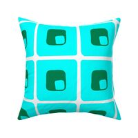 Blocky Pattern - Blue and Green on Pale Blue