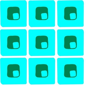 Blocky Pattern - Blue and Green on Pale Blue