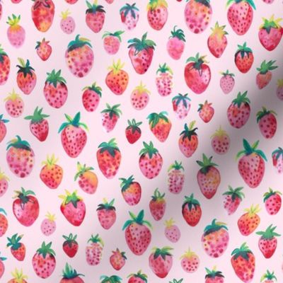 Strawberry Delicious ditsy Strawberry watercolor Pastel Pink Baby girl strawberry Micro