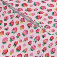 Strawberry Delicious ditsy Strawberry watercolor Pastel Pink Baby girl strawberry Micro