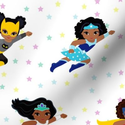 Super Hero Flying African American Girls