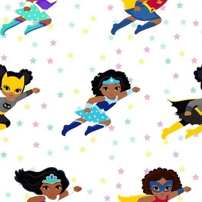Super Hero Flying African American Girls