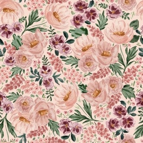 Medium - Margot Florals - Whimsical Nature-Inspired Watercolour Flower Blooms - Light Pink