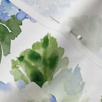 Large / Hydrangea Watercolor Florals Spring Blue