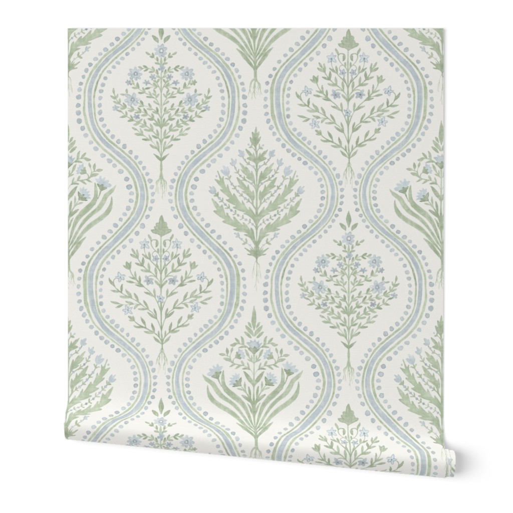 Large Monticello Green and Blue on Cream copy