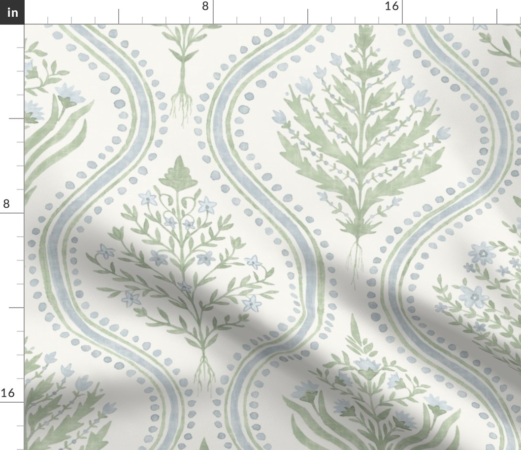 Large Monticello Green and Blue on Cream copy