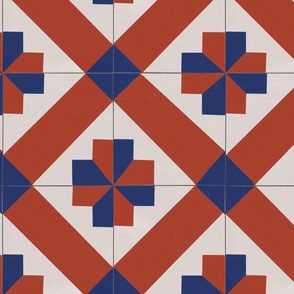 Tiles in Red & Blue Hearts and Xs 