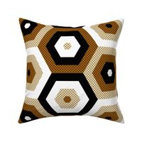 Concentric Hexagons in Brown and Beige Dotted