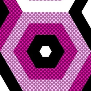 Concentric Hexagons in Pink and Violet Dotted