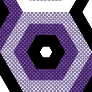 Concentric Hexagons in Plum Purple Dotted