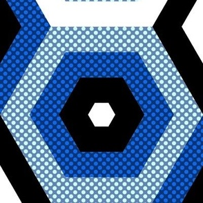 Concentric Hexagons in Blue Dotted