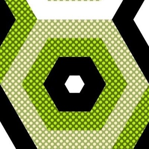 Concentric Hexagons in Yellow Green Dotted
