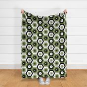 Concentric Hexagons in Sage Green Dotted
