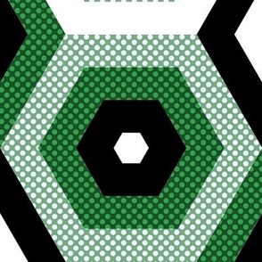 Concentric Hexagons in Green Dotted