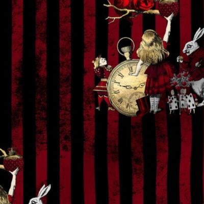 Alice in wonderland gothic grunge red and gold design - Blood Red Stripe