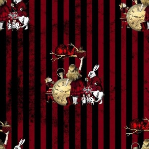 Alice in wonderland gothic grunge red and gold design - Blood Red Stripe