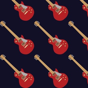 Red Guitar Gibson on Black Diagonal Stripe Medium