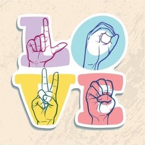 American Sign Language Love in Beige
