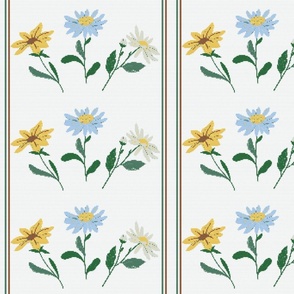 cross stitch daisies - off-white