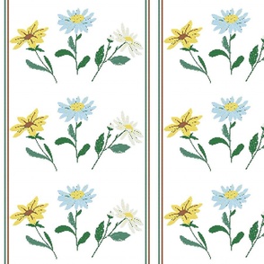cross stitch daisies - white