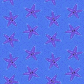 Purple starfish on blue