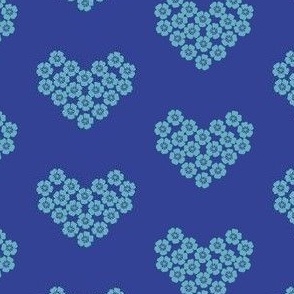 Wax Flower Hearts - blue - 4cm