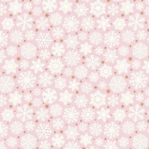 Let It Snow- Snowflakes on Linen Texture Background- Cotton Candy Pink- Winter- Holidays- Christmas- Multidirectional- SMini- Soft Pastel Colors- Baby Christmas Blanket